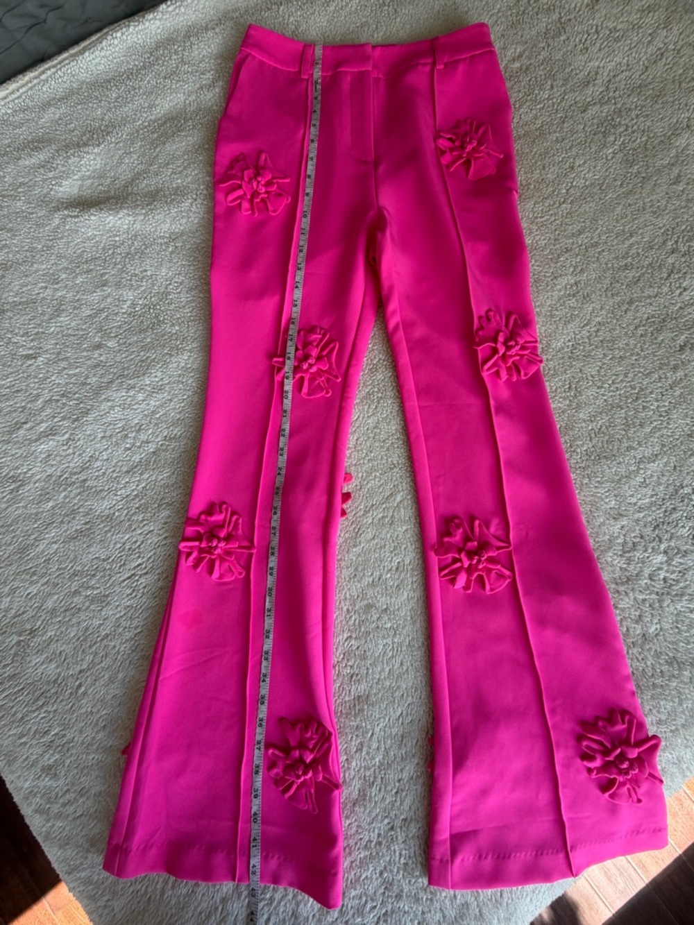 Floral Appliqué Wide-Leg Pants in Hot Pink - Picture 6 of 7